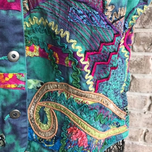 Chico's Retro Vest Boho Artsy Festive Embroidered - Picture 6 of 8